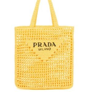 Yellow raffia tote